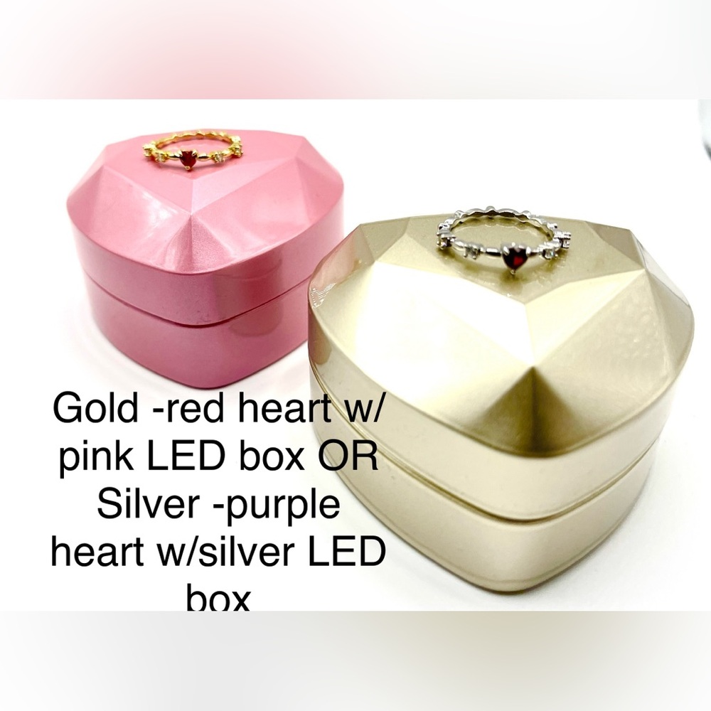 Heart Ring Choose color & LED Heart Ring Box NIP Sz 8 NIP